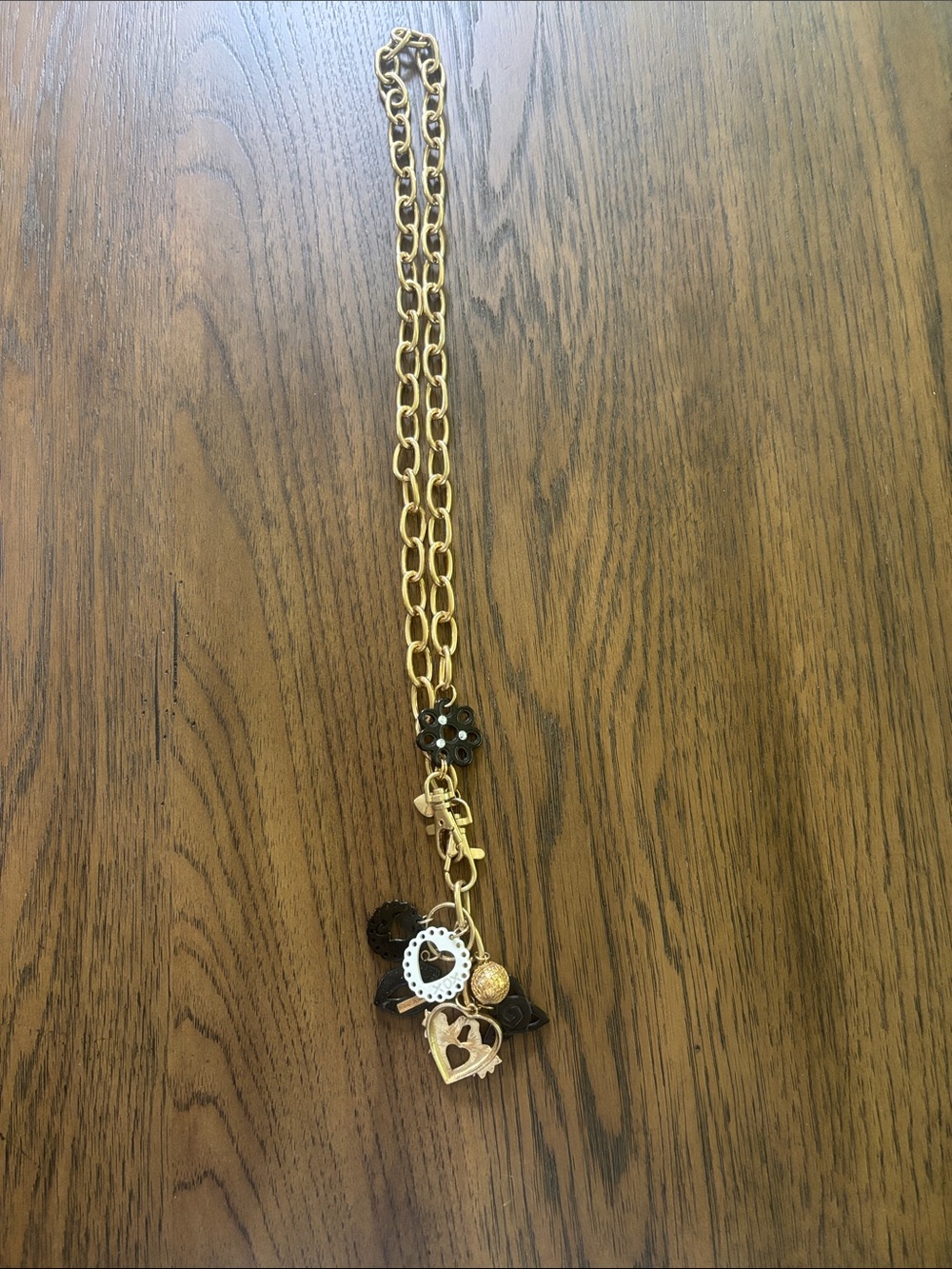 Betsey Johnson Gold Heart & Charm Pendant Necklace